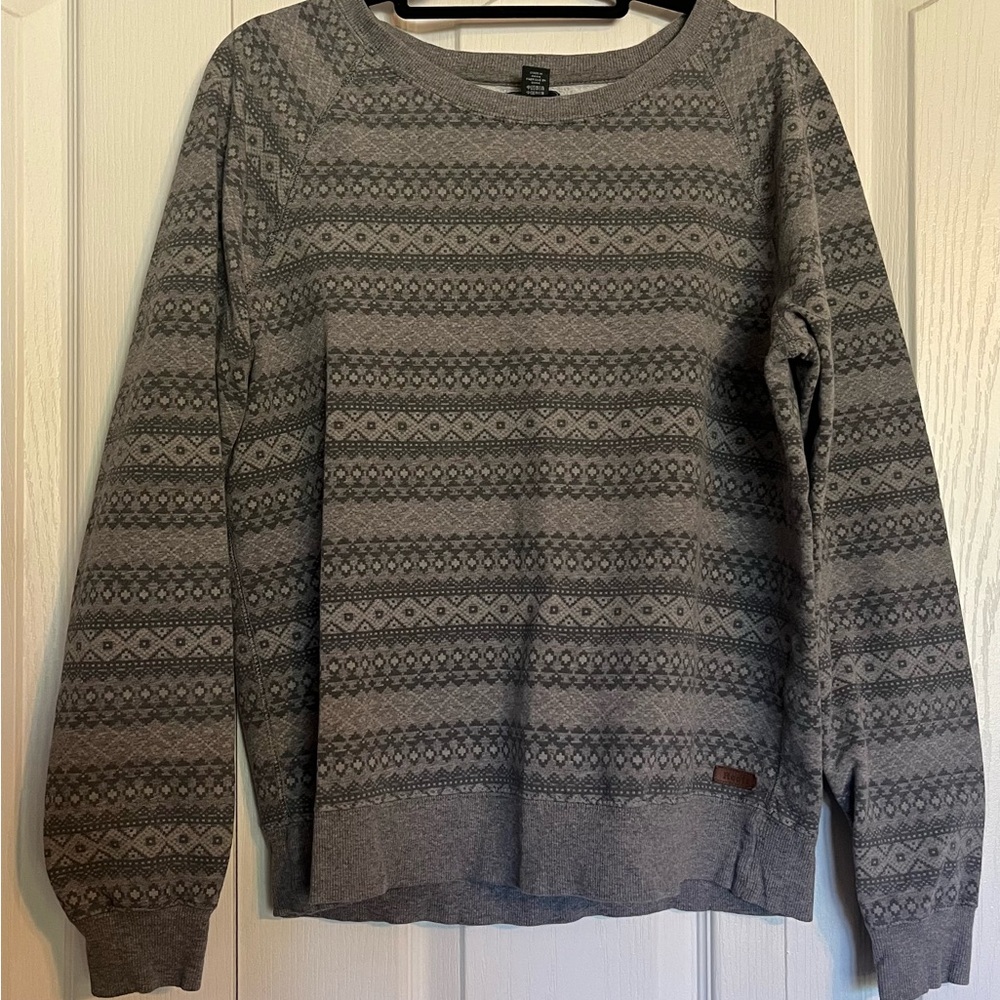 Roots Women's Gray Patterned Crewneck Sweater